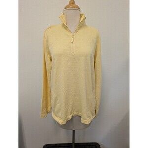 Orvis Butter Yellow 1/4 Zip Pullover 100% Cotton Sweater sz M Casual Preppy